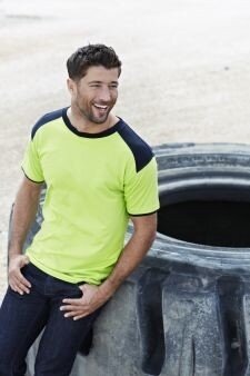 T-Shirt Ti&euml;sto  Lime / Real Navy  S t/m 5XL 