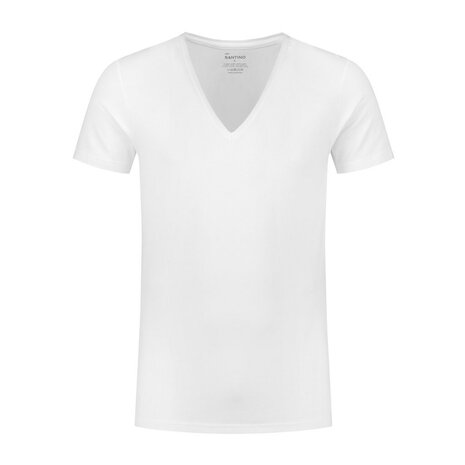 T-Shirt Jort extra diepe V-neck White XS t/m 3XL