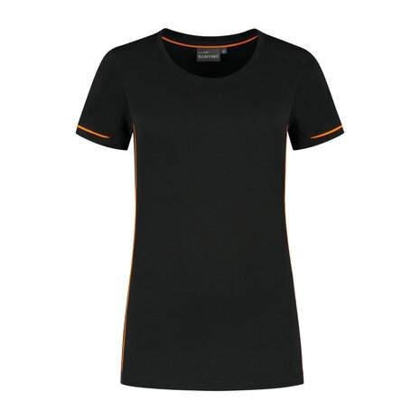 T-shirt Cal Ladies Black/Orange XS t/m XXL (Maat XS en XXL leverbaar medio mei)