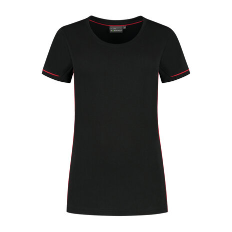 T-shirt Cal Ladies Black/Red XS t/m XXL (Maat XS en XXL leverbaar medio mei)