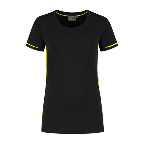 T-shirt Cal Ladies Black/Yellow XS t/m XXL (Maat XS en XXL leverbaar medio mei)