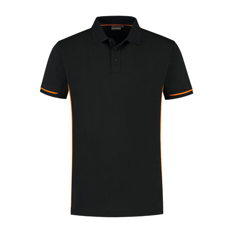 Poloshirt Carsen Black/Orange S t/m 5XL (Maat 4XL en 5XL leverbaar medio mei)