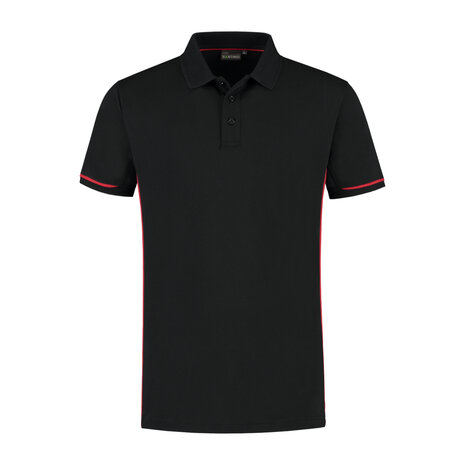 Poloshirt Carsen Black/Red S t/m 5XL (Maat 4XL en 5XL leverbaar medio mei)