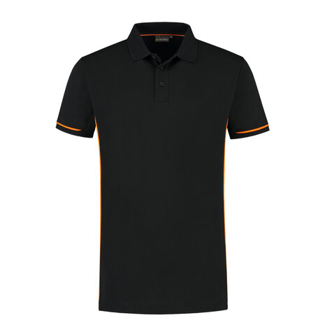 Poloshirt Carsen+ Black/Orange S t/m 3XL (Leverbaar medio mei)