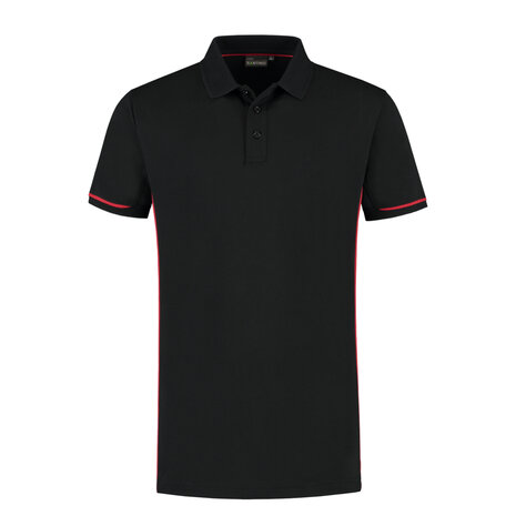 Poloshirt Carsen+ Black/Red S t/m 3XL (Leverbaar medio mei)
