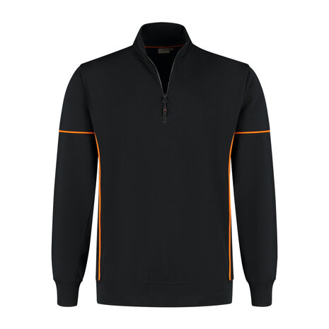 Zipsweater Collin Black/Orange S t/m 5XL (Maat 4XL en 5XL leverbaar medio mei)