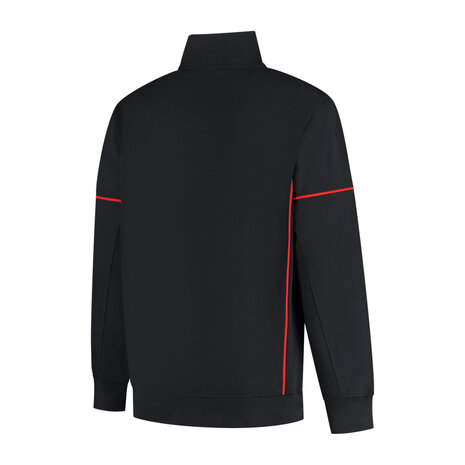 Zipsweater Collin Black/Red S t/m 5XL (Maat 4XL en 5XL leverbaar medio mei)