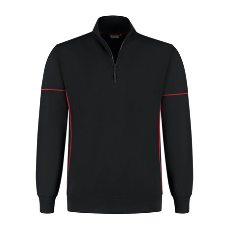 Zipsweater Collin Black/Red S t/m 5XL (Maat 4XL en 5XL leverbaar medio mei)