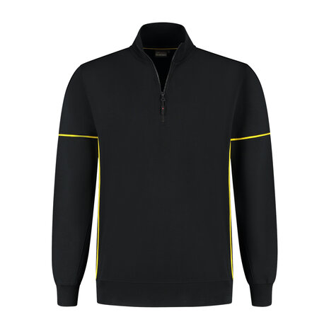 Zipsweater Collin Black/Yellow S t/m 5XL (Maat 4XL en 5XL leverbaar medio mei)