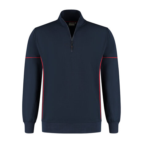 Zipsweater Collin Real Navy/Red S t/m 5XL (Maat 4XL en 5XL leverbaar medio mei)