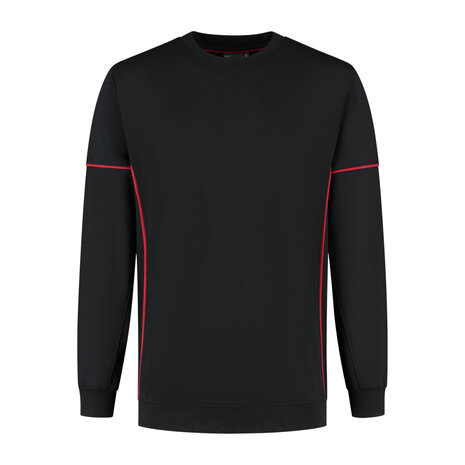 Sweater Chris Black/Red S t/m 5XL (Maat 4XL en 5XL leverbaar medio mei)