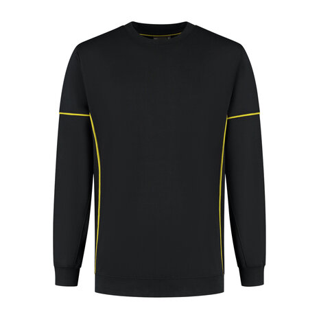 Sweater Chris Black/Yellow S t/m 5XL (Maat 4XL en 5XL leverbaar medio mei)