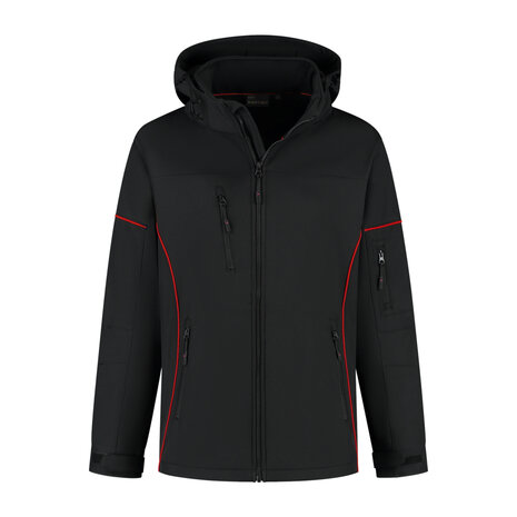 Softshell Jacket Curtis Black/Red S t/m 5XL (Maat 4XL en 5XL leverbaar medio mei)