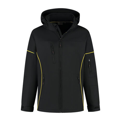 Softshell Jacket Curtis Black/Yellow S t/m 5XL (Maat 4XL en 5XL leverbaar medio mei)