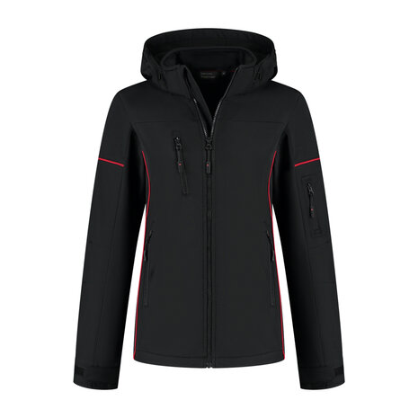 Softshell Jacket Curtis Ladies Black/Red XS t/m XXL (Maat XS en XXL leverbaar medio juni)