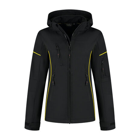Softshell Jacket Curtis Ladies Black/Yellow XS t/m XXL (Maat XS en XXL leverbaar medio juni)