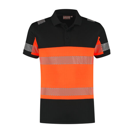 Poloshirt Heda Black/Fluor Orange S t/m 5XL