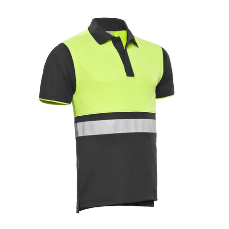 Poloshirt Hamburg Graphite  / Fluor Yellow S t/m 5XL (Maat XL leverbaar vanaf 01-05-2025)