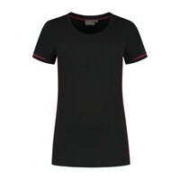 T-shirt Cal Ladies Black/Red XS t/m XXL 